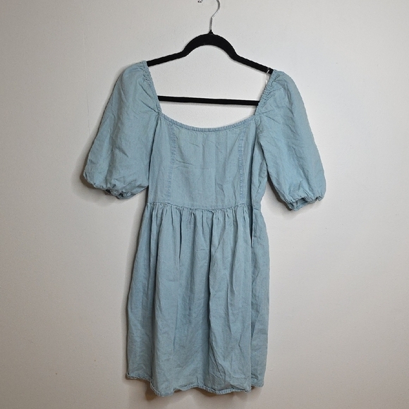 Roper Dresses & Skirts - Elegant Sky Blue Puff Sleeve Mini Dress